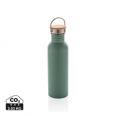 Logotrade profilreklam bild: Modern stainless steel flaska med bambulock