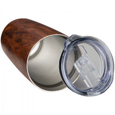 Logotrade reklamprodukter bild: Rostfri mugg med trälook COSTA RICA 550 ml