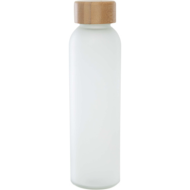 Logotrade profilreklam bild: Lume 500 ml matt glasflaska av silikatglas med bambulock
