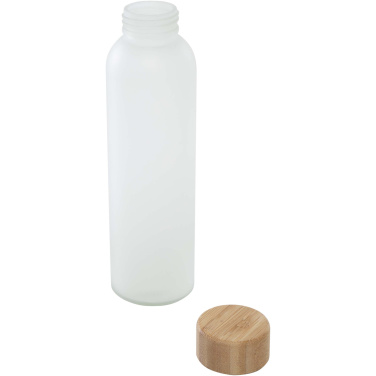 Logotrade profilreklam bild: Lume 500 ml matt glasflaska av silikatglas med bambulock