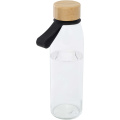 Porto 500 ml vattenflaska av glas med silikonhandtag och bambulock, Helt svart