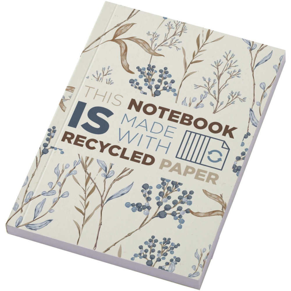 Logotrade kampanjprodukter bild: Novella Austen A6 anteckningsbok med mjukt omslag av återvunnet material, 100 ark