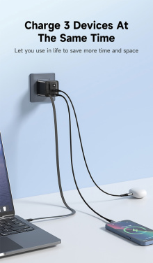 Logotrade profilreklam bild: Urban Vitamin Mendocino 65W GaN-laddare med utdragbar kabel