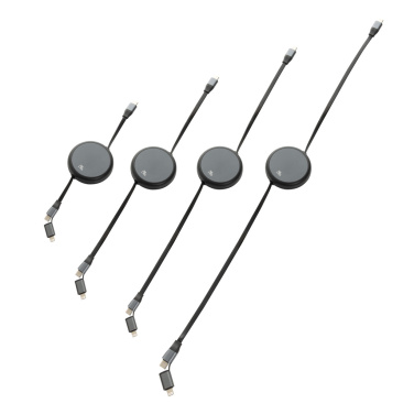 Logotrade presentreklam bild: Terra RCS återvunnen aluminium 240W utdragbar 2-i-1 kabel